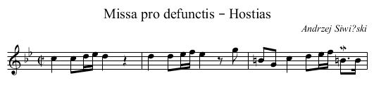 Missa pro defunctis – Hostias - staff notation