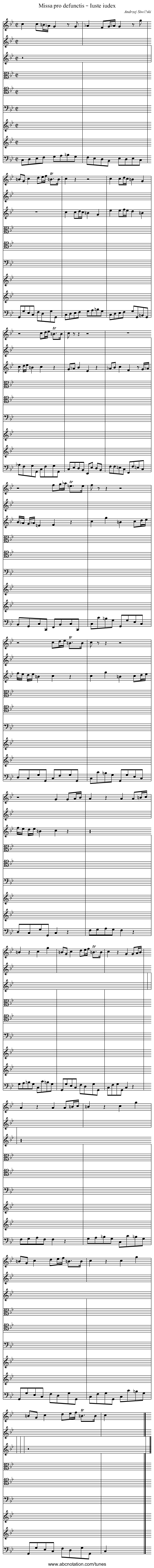 Missa pro defunctis – Iuste iudex - staff notation