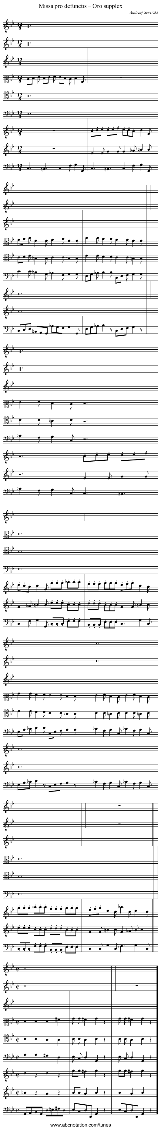 Missa pro defunctis – Oro supplex - staff notation