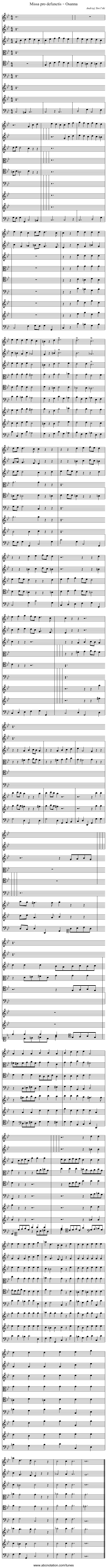 Missa pro defunctis – Osanna - staff notation