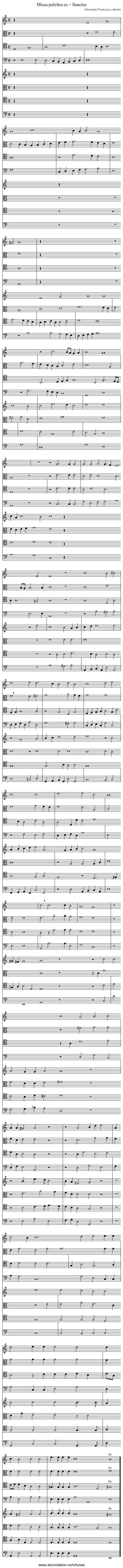 Missa pulchra es – Sanctus - staff notation