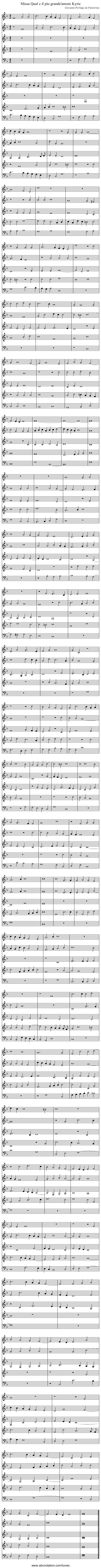 Missa Qual e il piu grande'amore Kyrie - staff notation