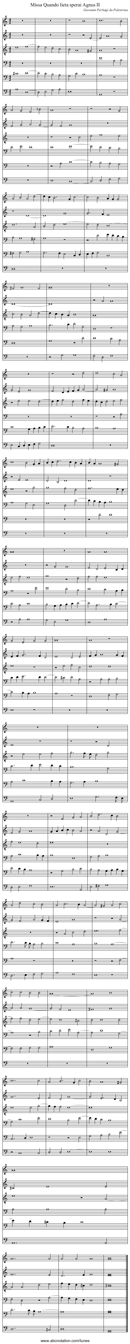 Missa Quando lieta sperai Agnus II - staff notation