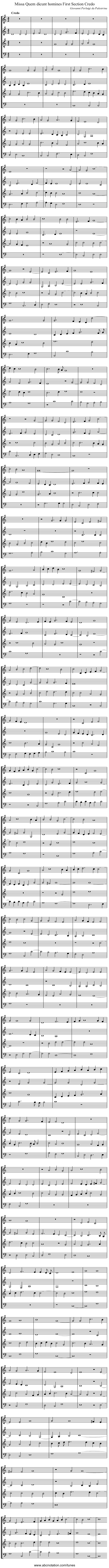 Missa Quem dicunt homines First Section Credo - staff notation