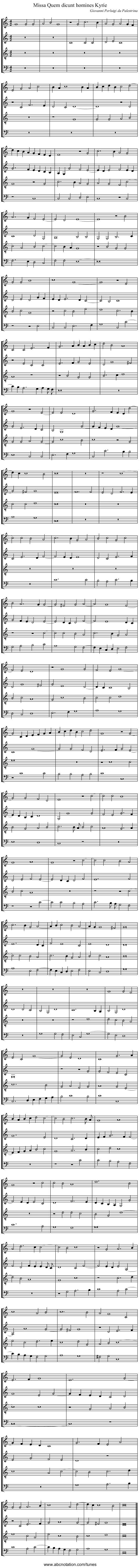 Missa Quem dicunt homines Kyrie - staff notation