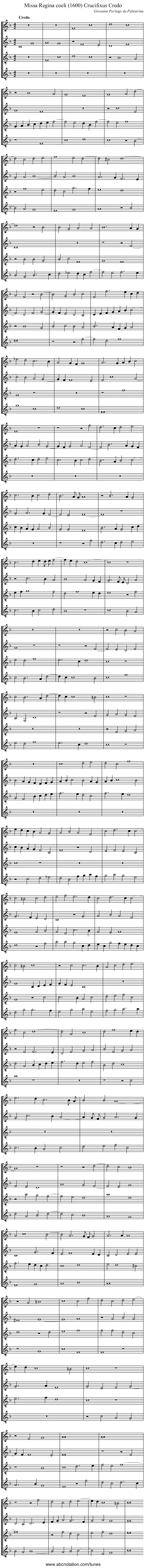 Missa Regina coeli (1600) Crucifixus Credo - staff notation