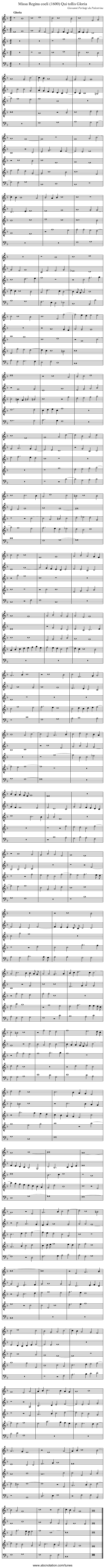 Missa Regina coeli (1600) Qui tollis Gloria - staff notation