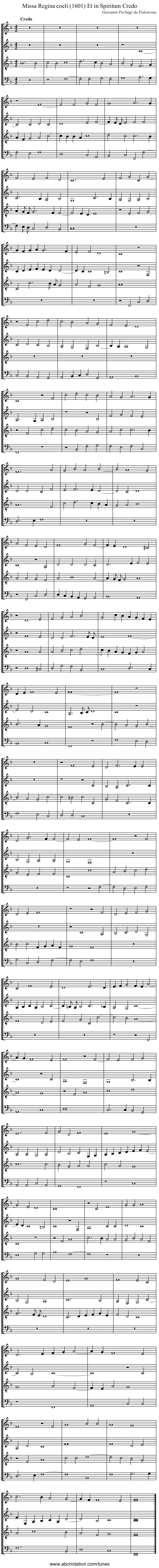 Missa Regina coeli (1601) Et in Spiritum Credo - staff notation
