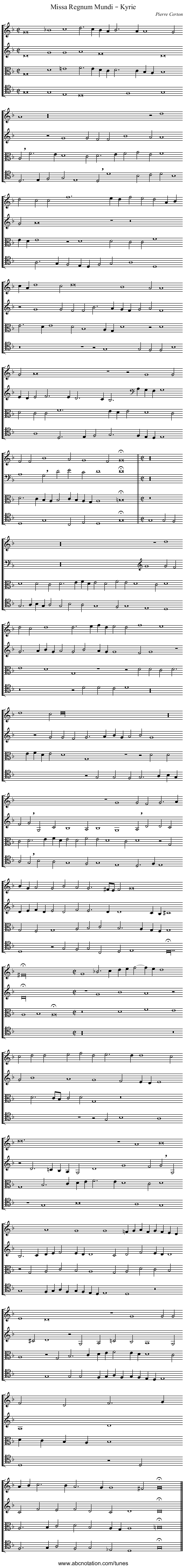 Missa Regnum Mundi – Kyrie - staff notation