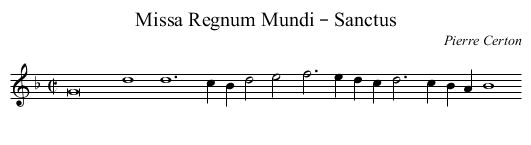 Missa Regnum Mundi – Sanctus - staff notation