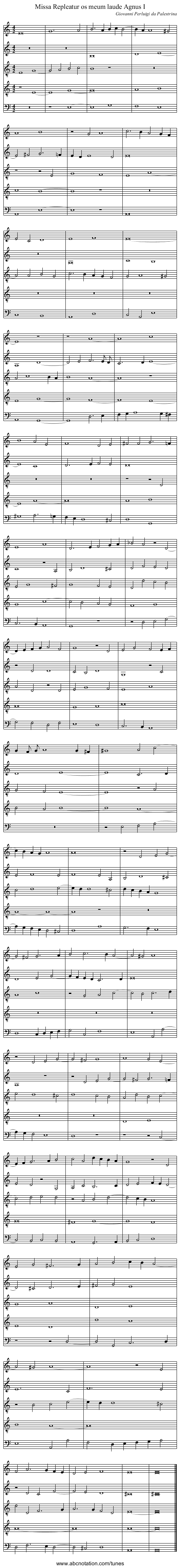 Missa Repleatur os meum laude Agnus I - staff notation