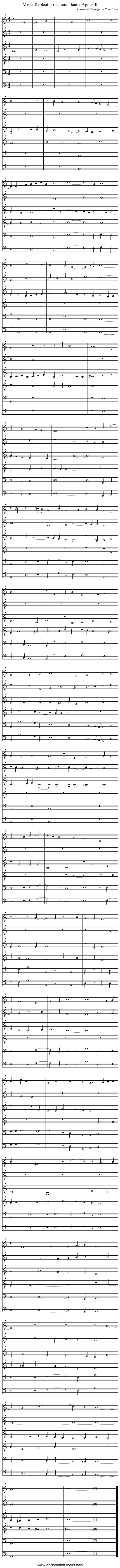 Missa Repleatur os meum laude Agnus II - staff notation