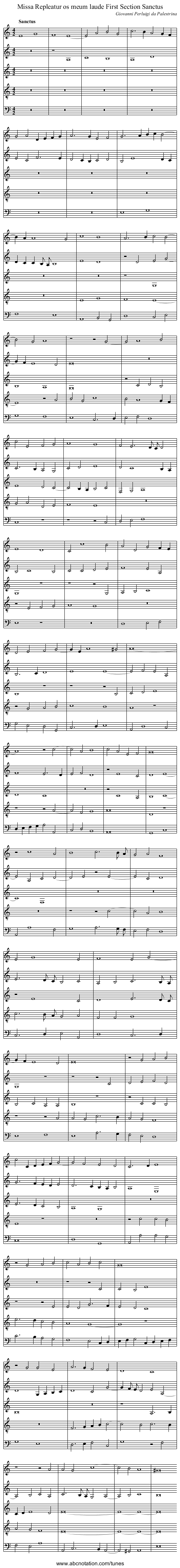 Missa Repleatur os meum laude First Section Sanctus - staff notation