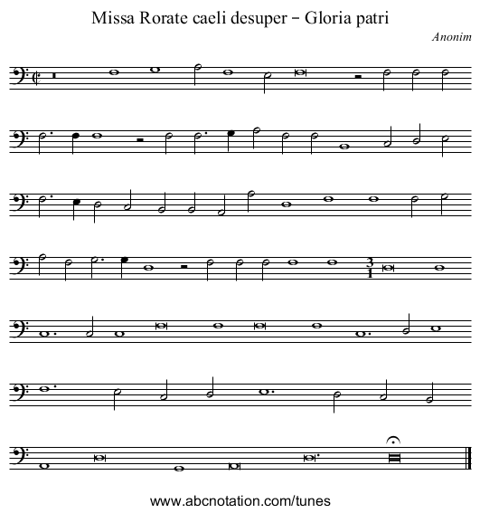 Missa Rorate caeli desuper – Gloria patri - staff notation