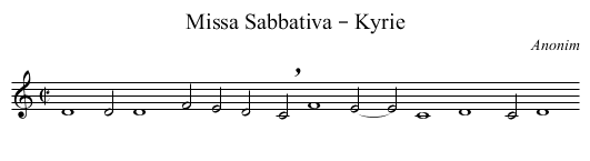 Missa Sabbativa – Kyrie - staff notation