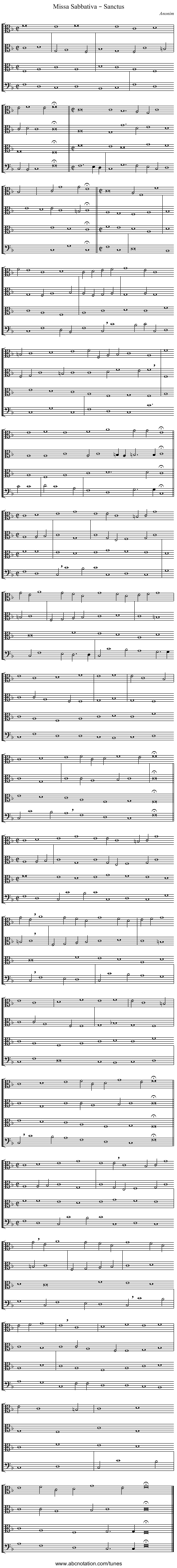 Missa Sabbativa – Sanctus - staff notation