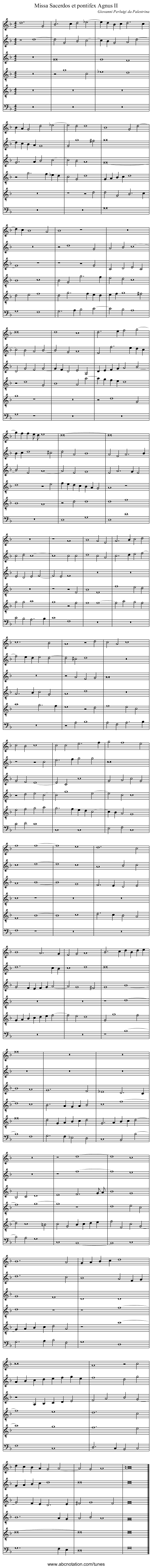 Missa Sacerdos et pontifex Agnus II - staff notation