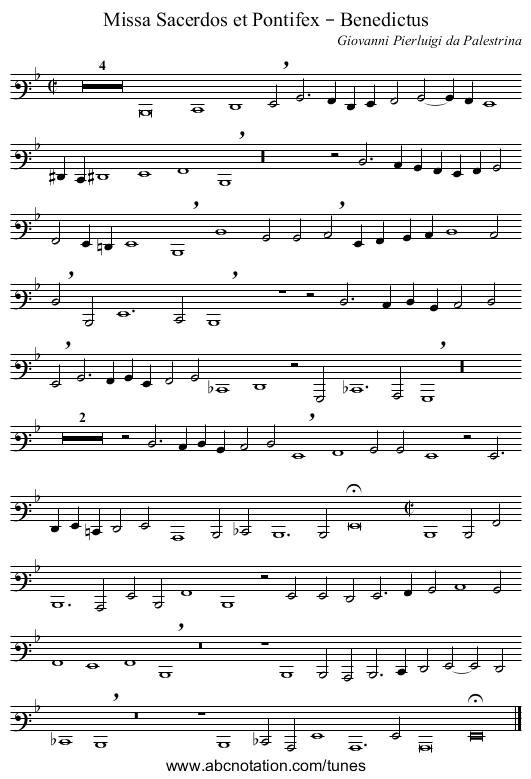 Missa Sacerdos et Pontifex – Benedictus - staff notation