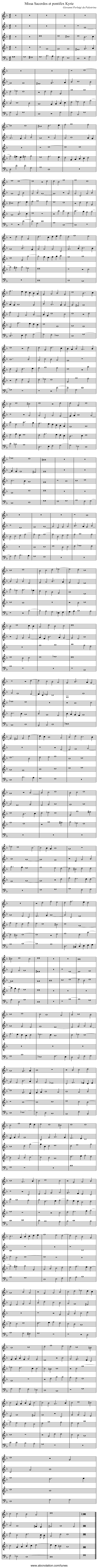 Missa Sacerdos et pontifex Kyrie - staff notation