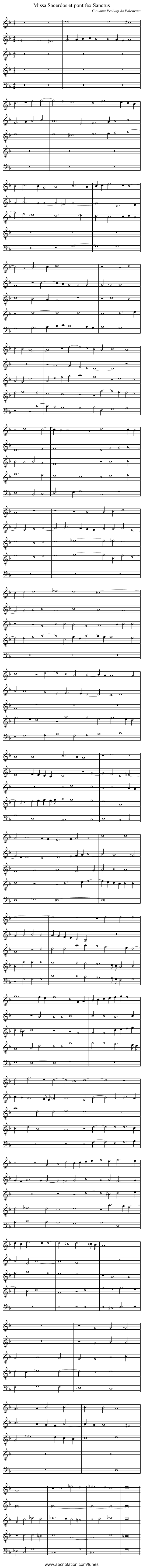 Missa Sacerdos et pontifex Sanctus - staff notation