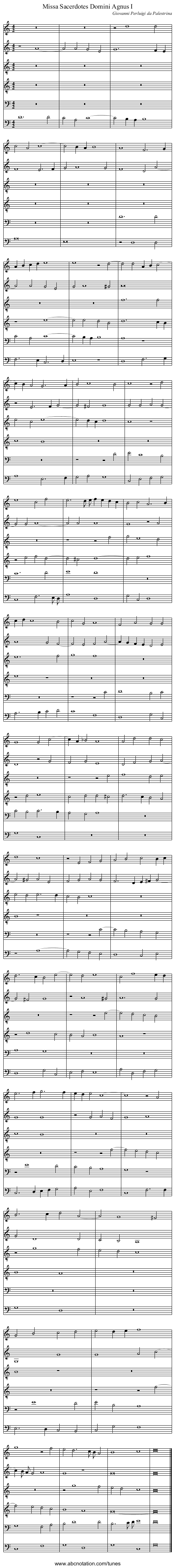 Missa Sacerdotes Domini Agnus I - staff notation