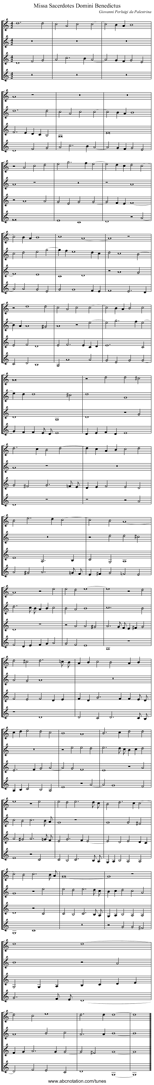 Missa Sacerdotes Domini Benedictus - staff notation