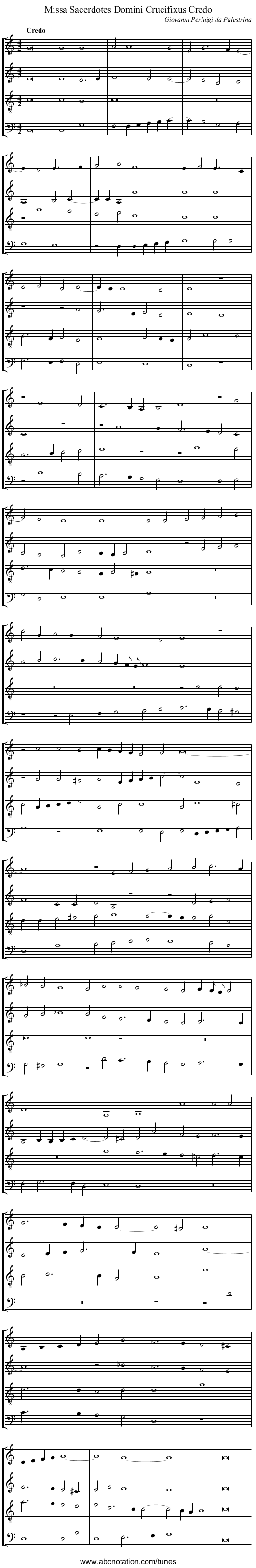 Missa Sacerdotes Domini Crucifixus Credo - staff notation