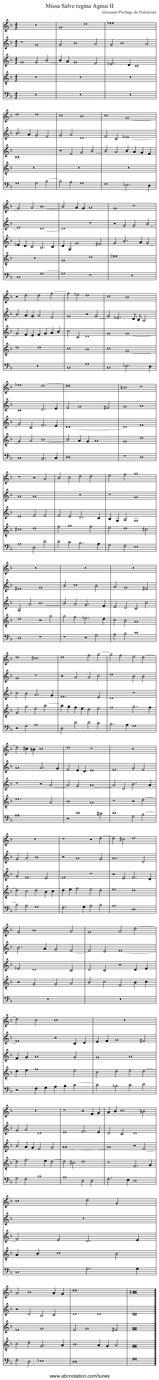 Missa Salve regina Agnus II - staff notation