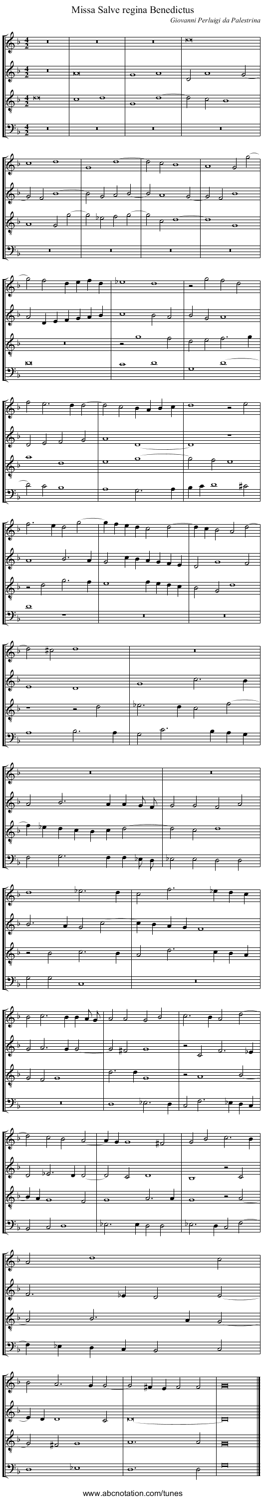 Missa Salve regina Benedictus - staff notation
