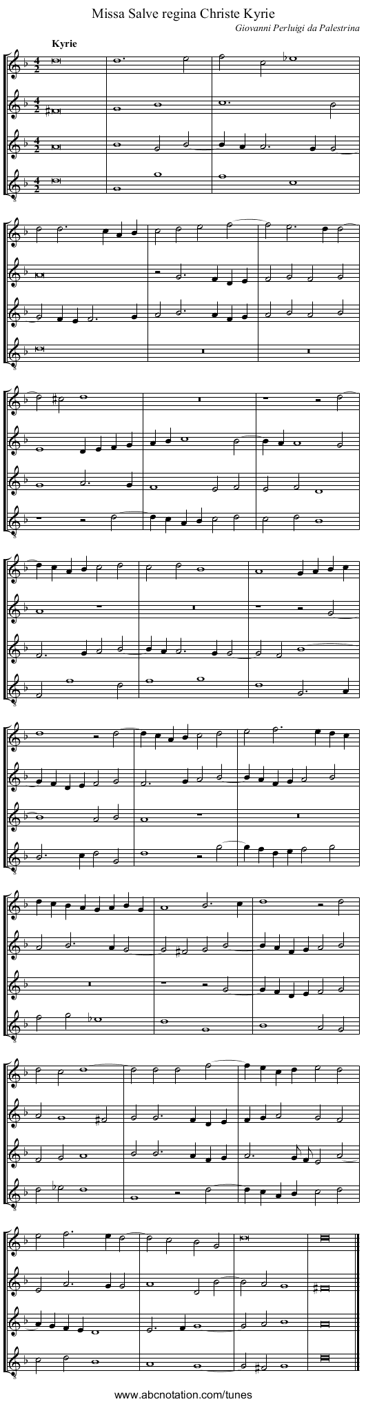 Missa Salve regina Christe Kyrie - staff notation