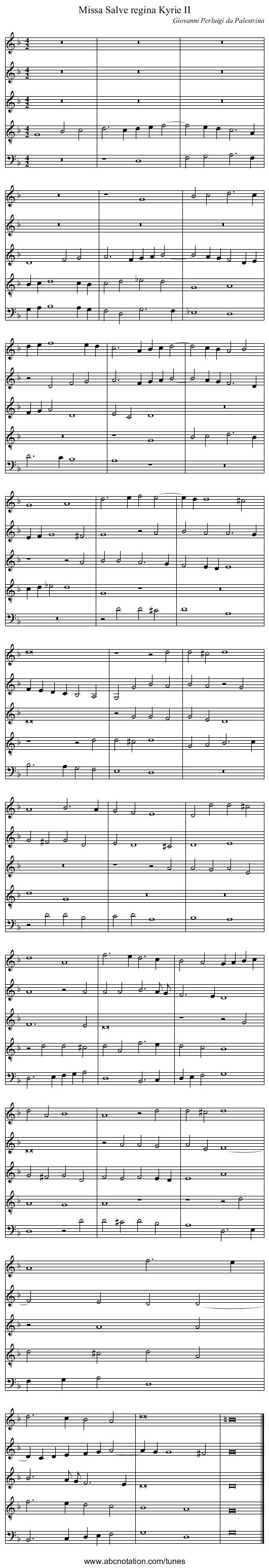 Missa Salve regina Kyrie II - staff notation