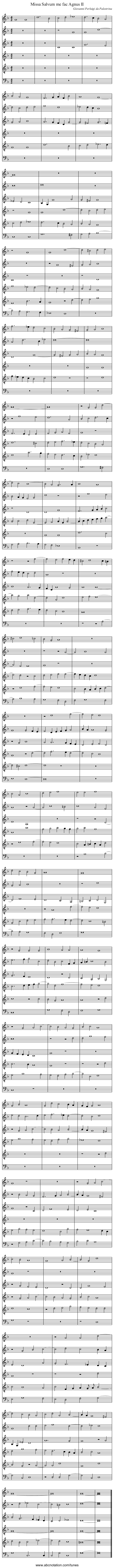 Missa Salvum me fac Agnus II - staff notation