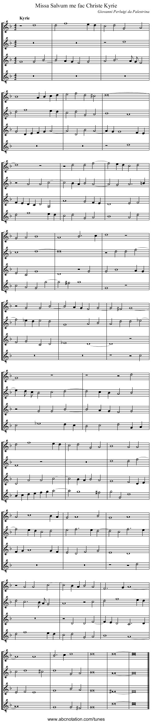 Missa Salvum me fac Christe Kyrie - staff notation