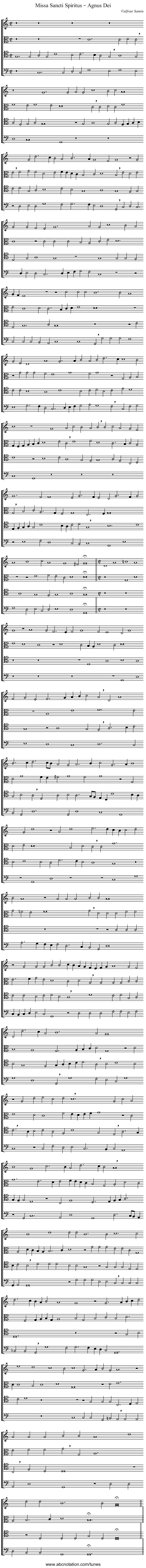 Missa Sancti Spiritus – Agnus Dei - staff notation
