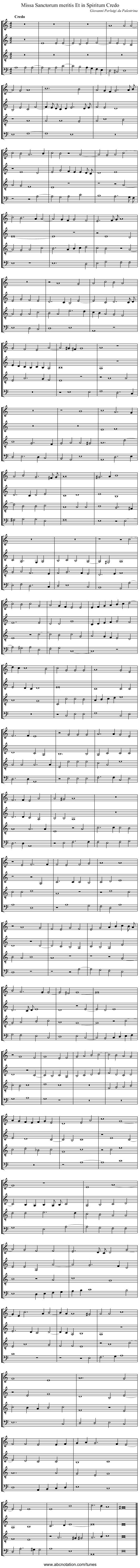 Missa Sanctorum meritis Et in Spiritum Credo - staff notation