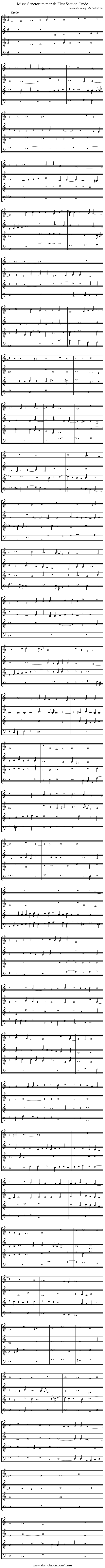 Missa Sanctorum meritis First Section Credo - staff notation