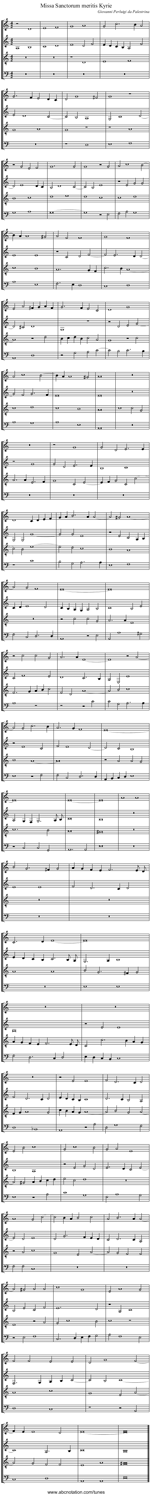 Missa Sanctorum meritis Kyrie - staff notation