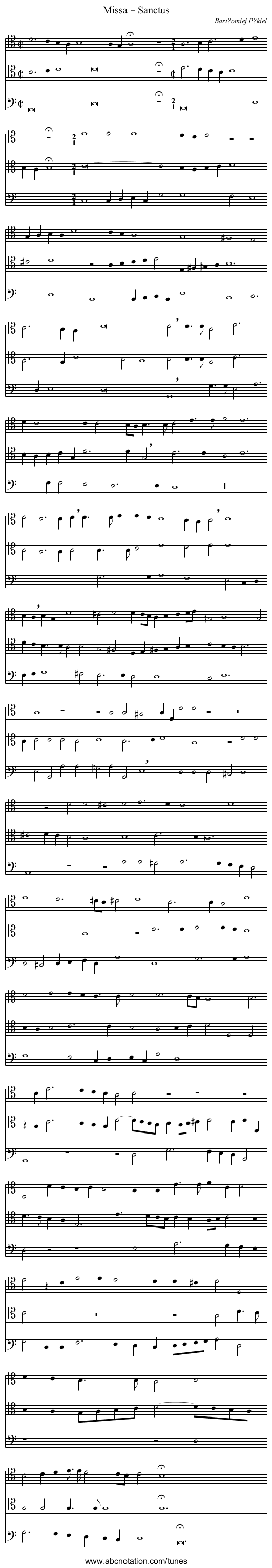 Missa – Sanctus - staff notation