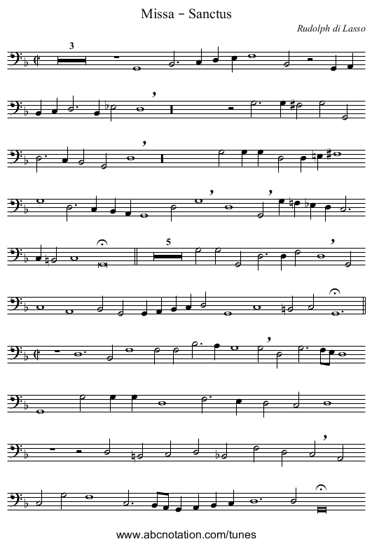 Missa – Sanctus - staff notation