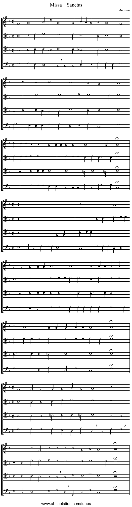 Missa – Sanctus - staff notation