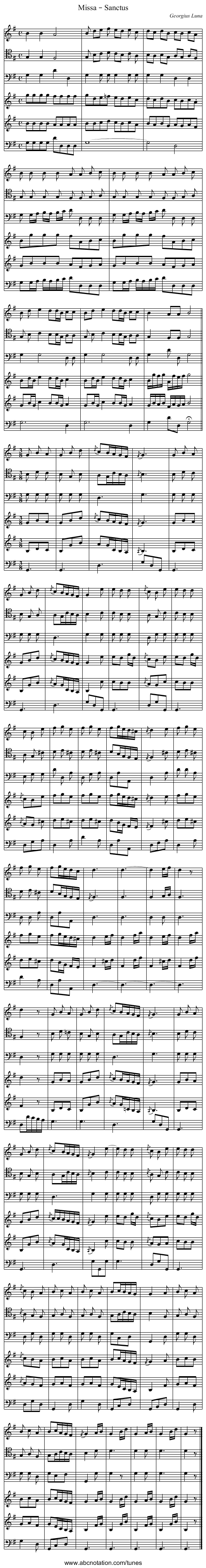 Missa – Sanctus - staff notation