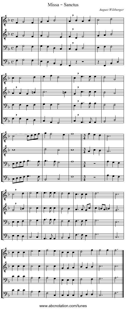 Missa – Sanctus - staff notation