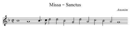 Missa – Sanctus - staff notation