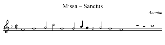 Missa – Sanctus - staff notation