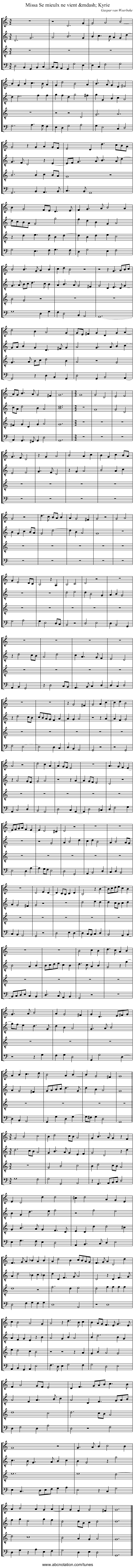 Missa Se mieulx ne vient &mdash; Kyrie - staff notation