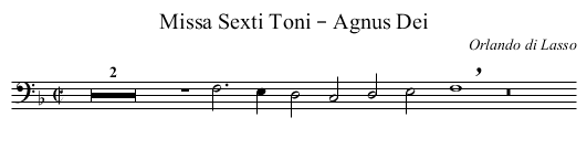 Missa Sexti Toni – Agnus Dei - staff notation