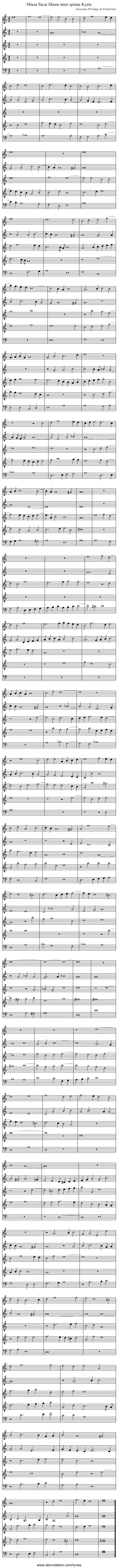 Missa Sicut lilium inter spinas Kyrie - staff notation