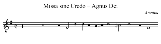 Missa sine Credo – Agnus Dei - staff notation