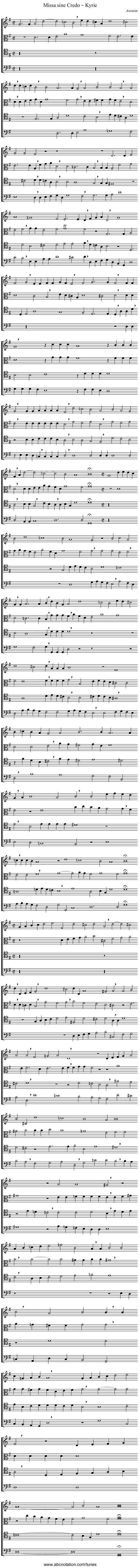 Missa sine Credo – Kyrie - staff notation