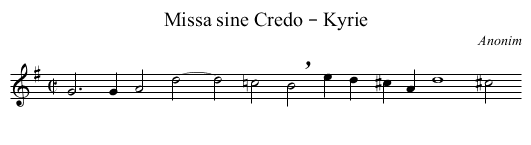 Missa sine Credo – Kyrie - staff notation